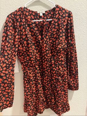 miami Valentines Wrap Dress with Red Floral Pattern